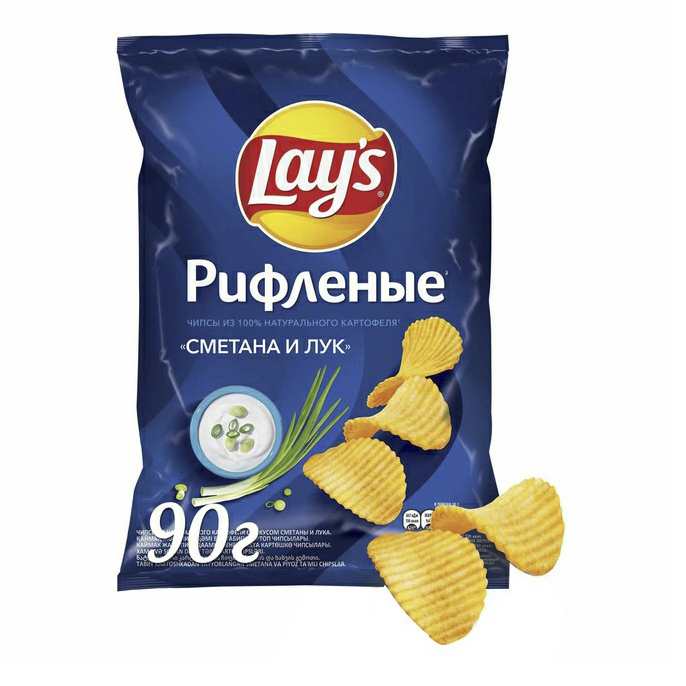 

Чипсы картофельные Lay's Рифленые Сметана и лук 90 г