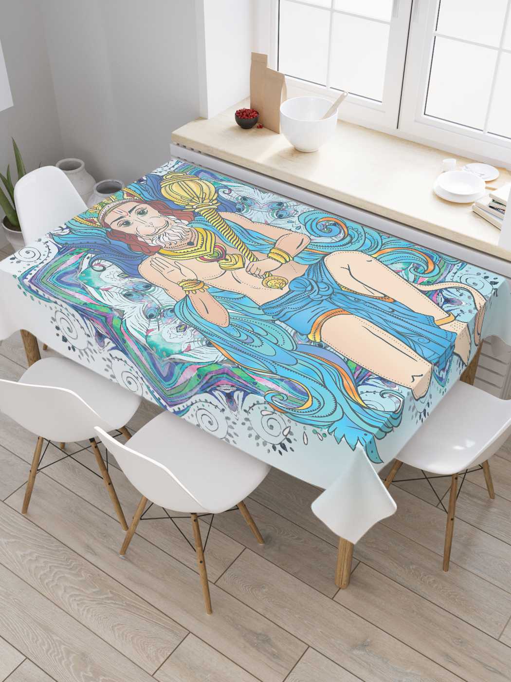 

Скатерть прямоугольная JoyArty "Мудрый хануман" из оксфорда, 120x145 см, Мудрый хануман