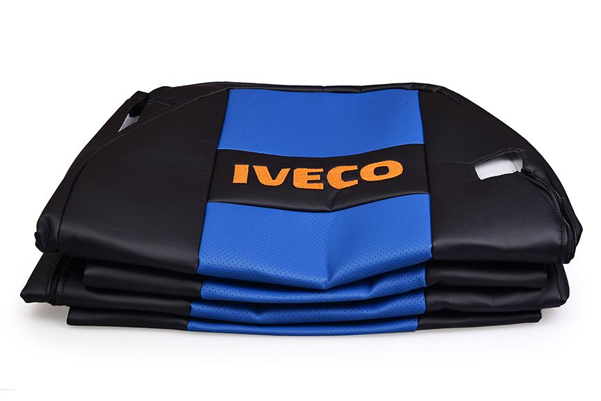 

Чехлы на сиденья IVECO Stralis (2 ремня) Синий ЭКО КОЖА