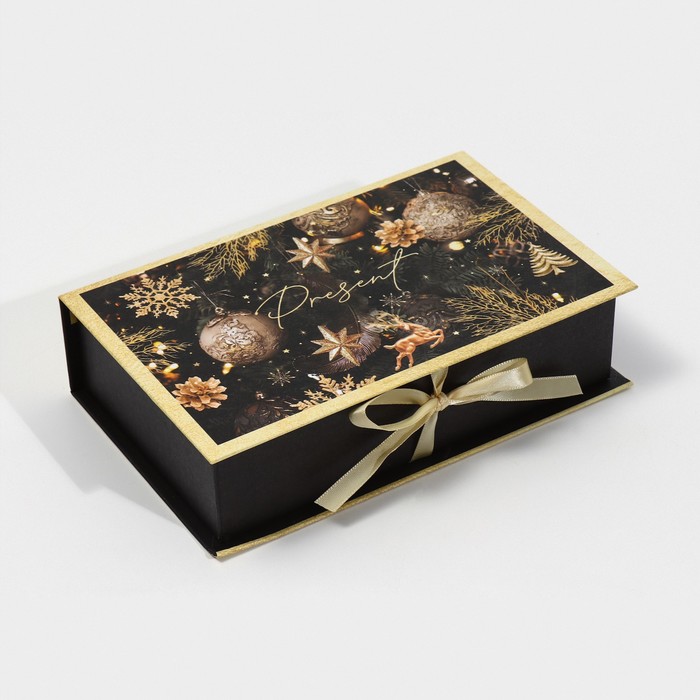 

Коробкакнига «Best wishes for you», 20  12.5  5 см, Черный;золотистый