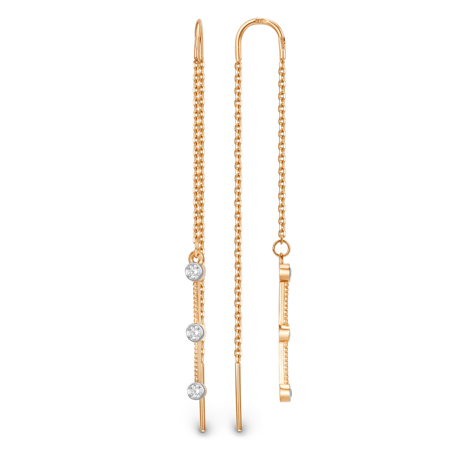 

Серьги продевки из золота DINASTIA.GOLD 002765, фианит, 002765