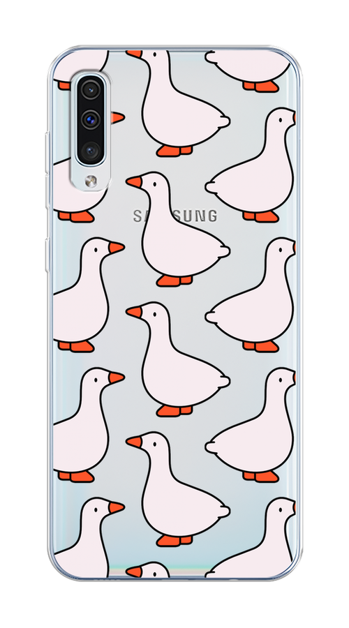 

Чехол на Samsung Galaxy A50/A30S "Гуси", Прозрачный;белый;оранжевый, 28850-1
