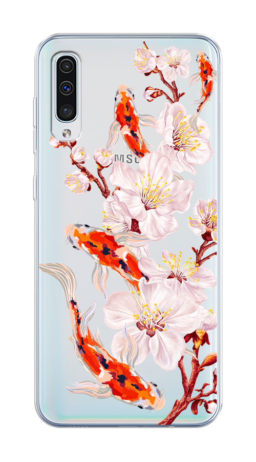 

Чехол на Samsung Galaxy A50/A30S "Карпы и сакура", Оранжевый;розовый;бежевый;прозрачный, 28850-1