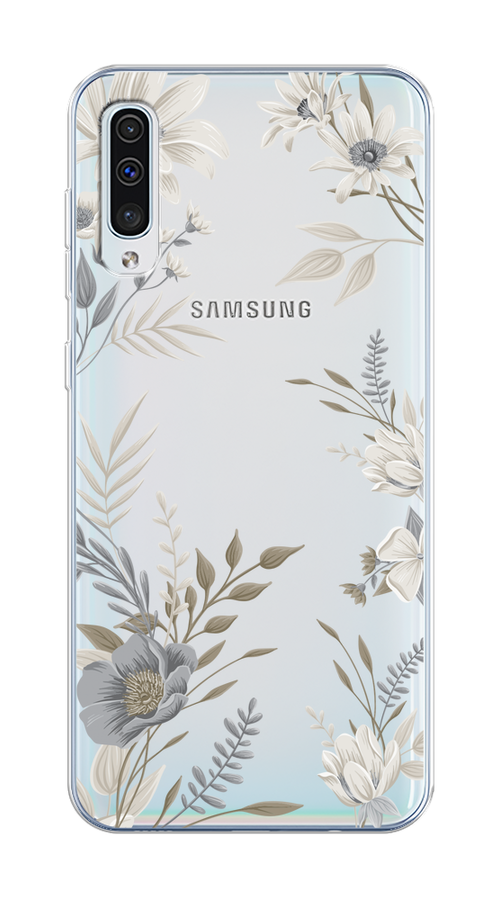 

Чехол на Samsung Galaxy A50/A30S "Цветы сепия", Серый;прозрачный;зеленый;белый, 28850-1