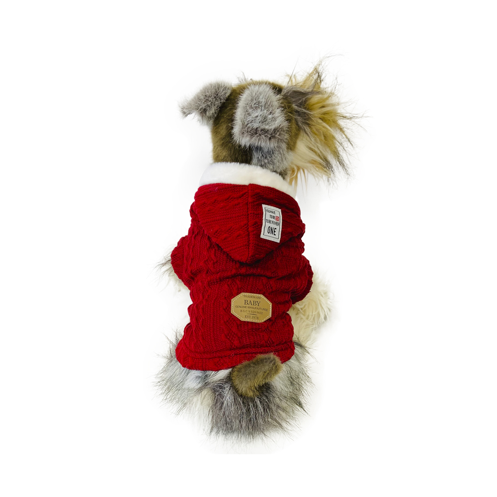 фото Толстовка для собак ломинар вязанная, унисекс, красный, m, длина спины 24 см