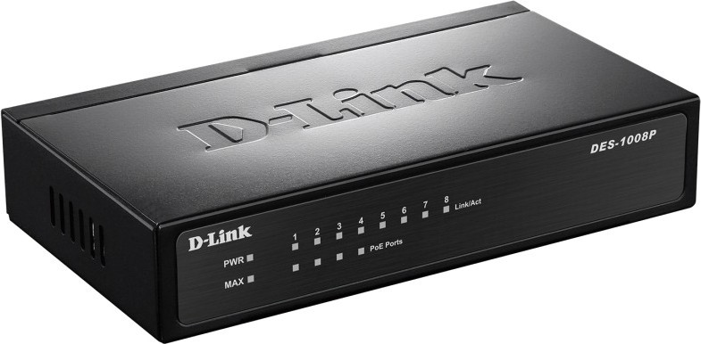 

Коммутатор D-Link DES-1008P DES-1008P/C1A черный, DES-1008P
