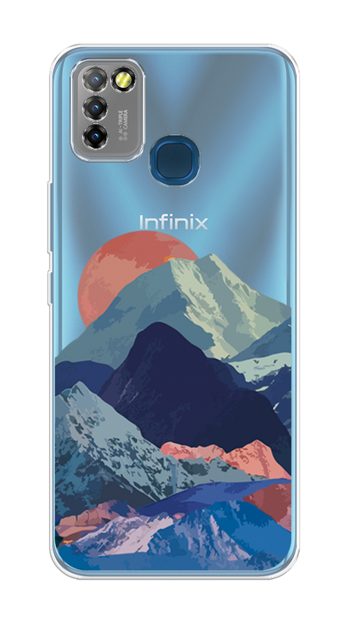 

Чехол на Infinix HOT 10 Lite "Закат в снежных горах", Красный;серый;голубой, 3100350-2