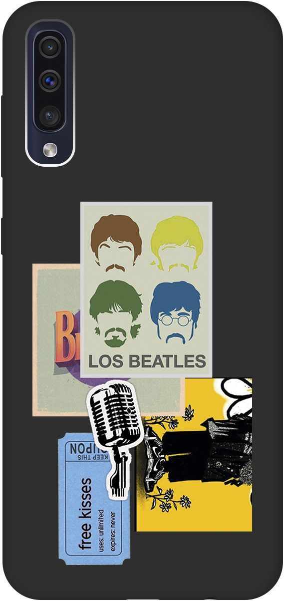 

Чехол на Samsung Galaxy A50 "Beatles Stickers" черный, Черный;белый, 8416