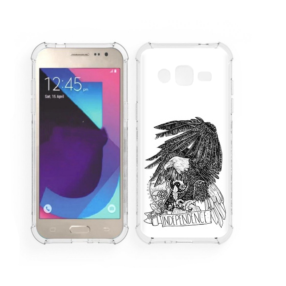 

Чехол MyPads Tocco для Samsung Galaxy J2 черно белый сокол (PT226924.572.688), Прозрачный, Tocco