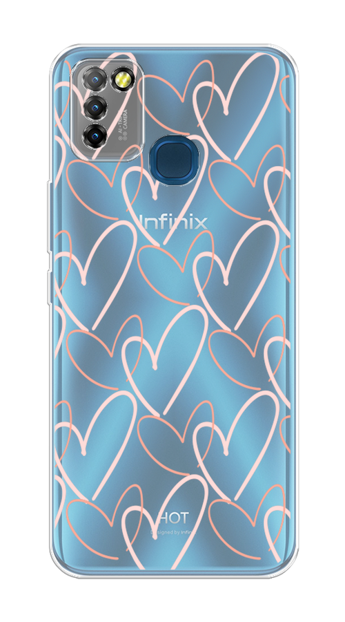 

Чехол на Infinix HOT 10 Lite "Узор из сердечек", Розовый;бежевый, 3100350-6