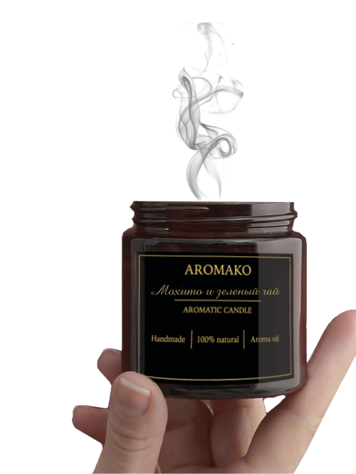 фото Ароматическая свеча aromako"мохито и зеленый чай", 250 г