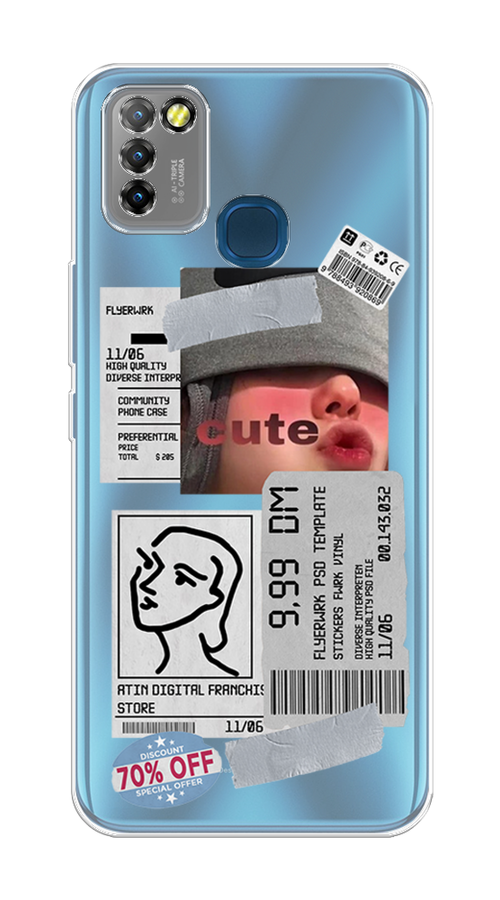 

Чехол на Infinix HOT 10 Lite "Cute girl collage", Розовый;серый;голубой, 3100350-6