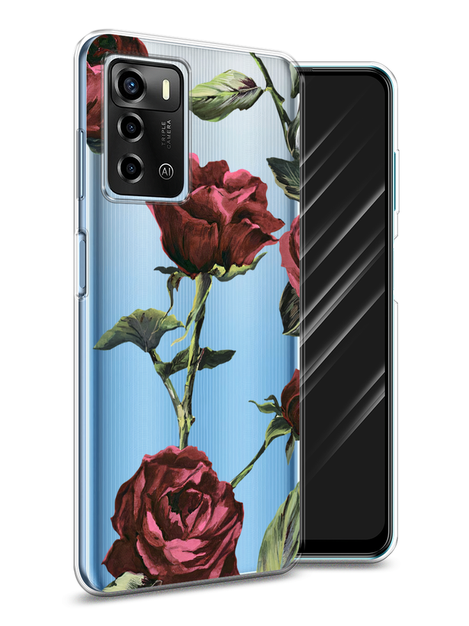 

Чехол Awog на ZTE Blade A72 / ЗТЕ Блейд A72 "Бордовые розы фон", Красный, 135450-8