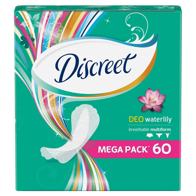 

Прокладки женские гигиенические DISCREET Ежедн. DeoWaterLily Trio 60шт