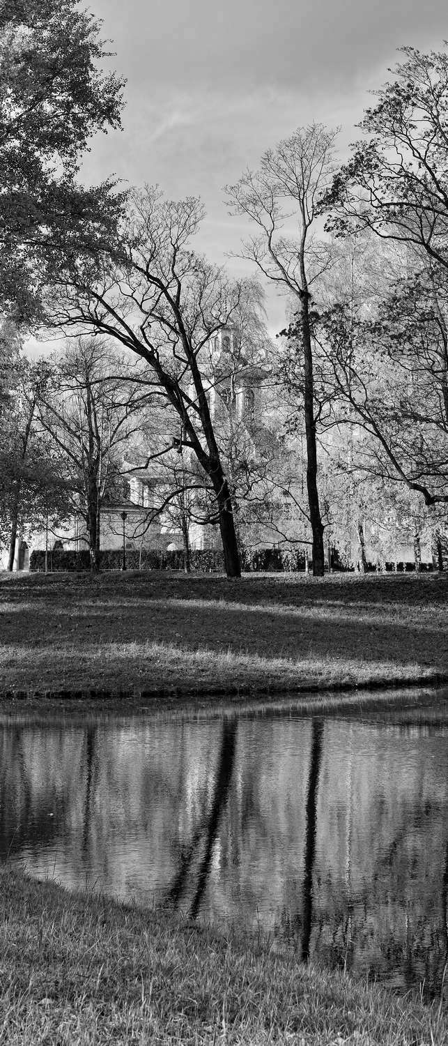 фото Самоклеющиеся фотообои "екатерининский парк в пушкине", 90x210 см, эффект черно-белый фотообои.рф