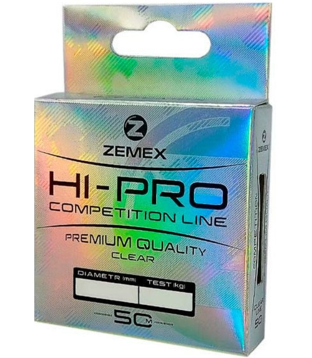 Монофильная леска ZEMEX HI-PRO COMPETITION LINE 50 m, d 0.105 mm, 1.15 kg, clear