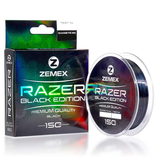 Монофильная леска ZEMEX RAZER BLACK EDITION 150 m, d 0.203 mm, 4.1 kg, black