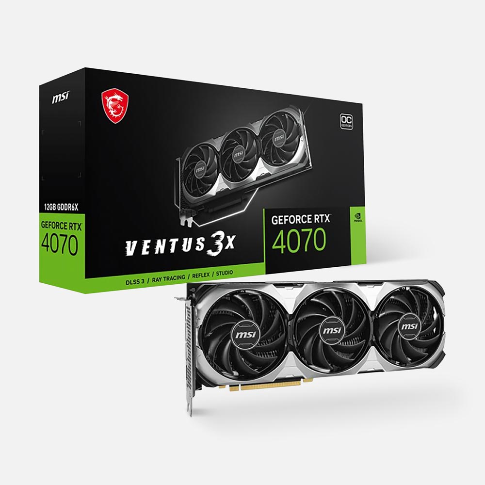 Видеокарта MSI RTX4070 Ventus 3X E 12 Гб, OC GDDR6X, 192 бит, HDMI, DPx3, 3FAN RTL черный