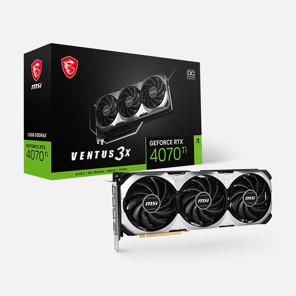 

Видеокарта MSI RTX4070Ti Ventus 3X E1 12 Гб, OC RTL, Черный;серый, RTX4070Ti