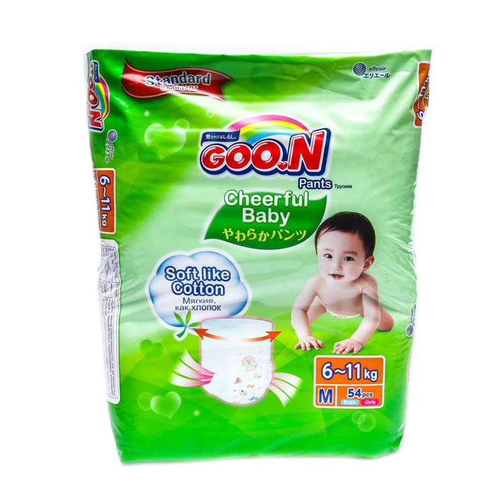 

Подгузники-трусики GOO.N Cheerful Baby M 6-11 кг), 54шт.