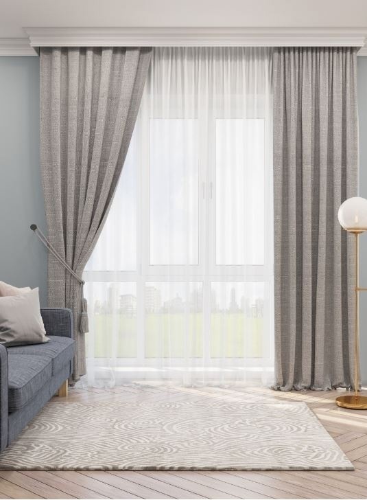 

Комплект штор Thouse блэкаут рогожка 300х270, на шторной ленте, светло серый