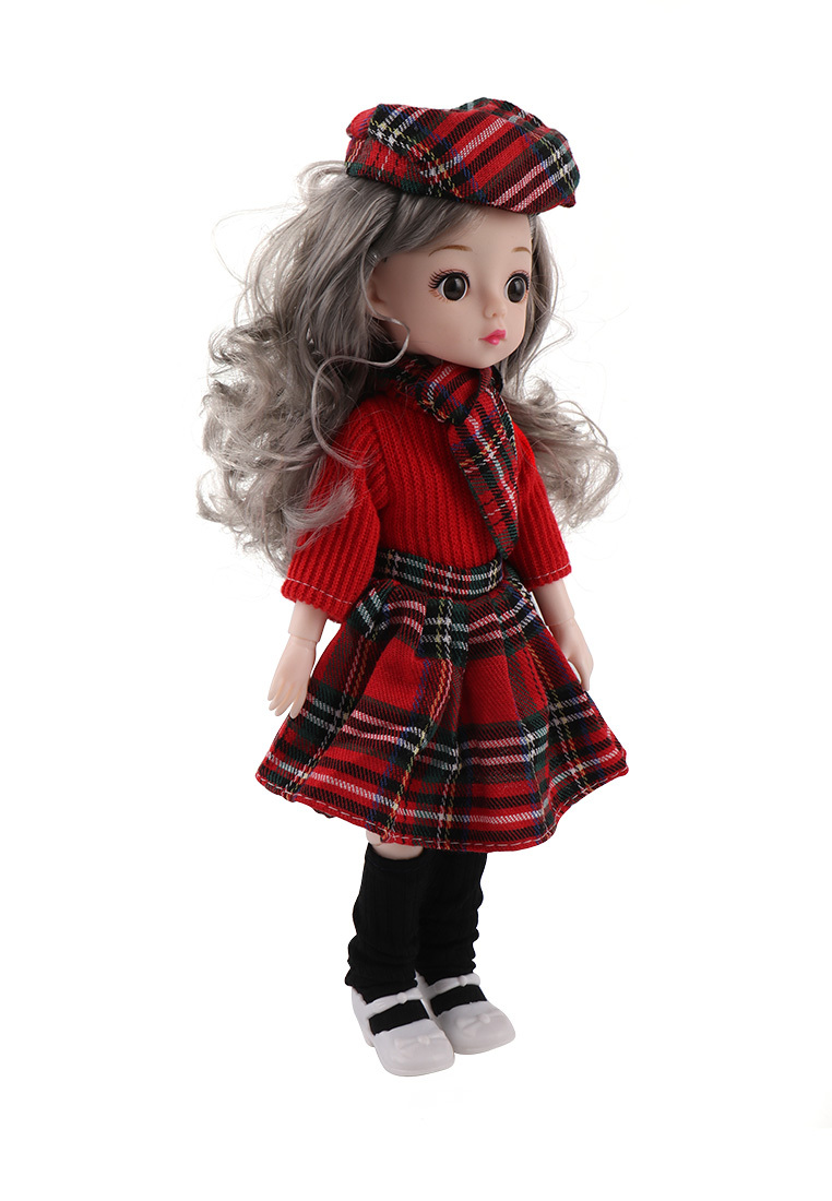 Кукла шарнирная серия Аниме 30 см в клетчатом платье К7443-1