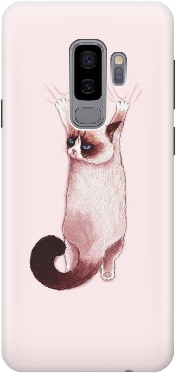 

Силиконовый чехол на Samsung Galaxy S9+ с принтом "Недовольный кот", Белый;розовый, 905