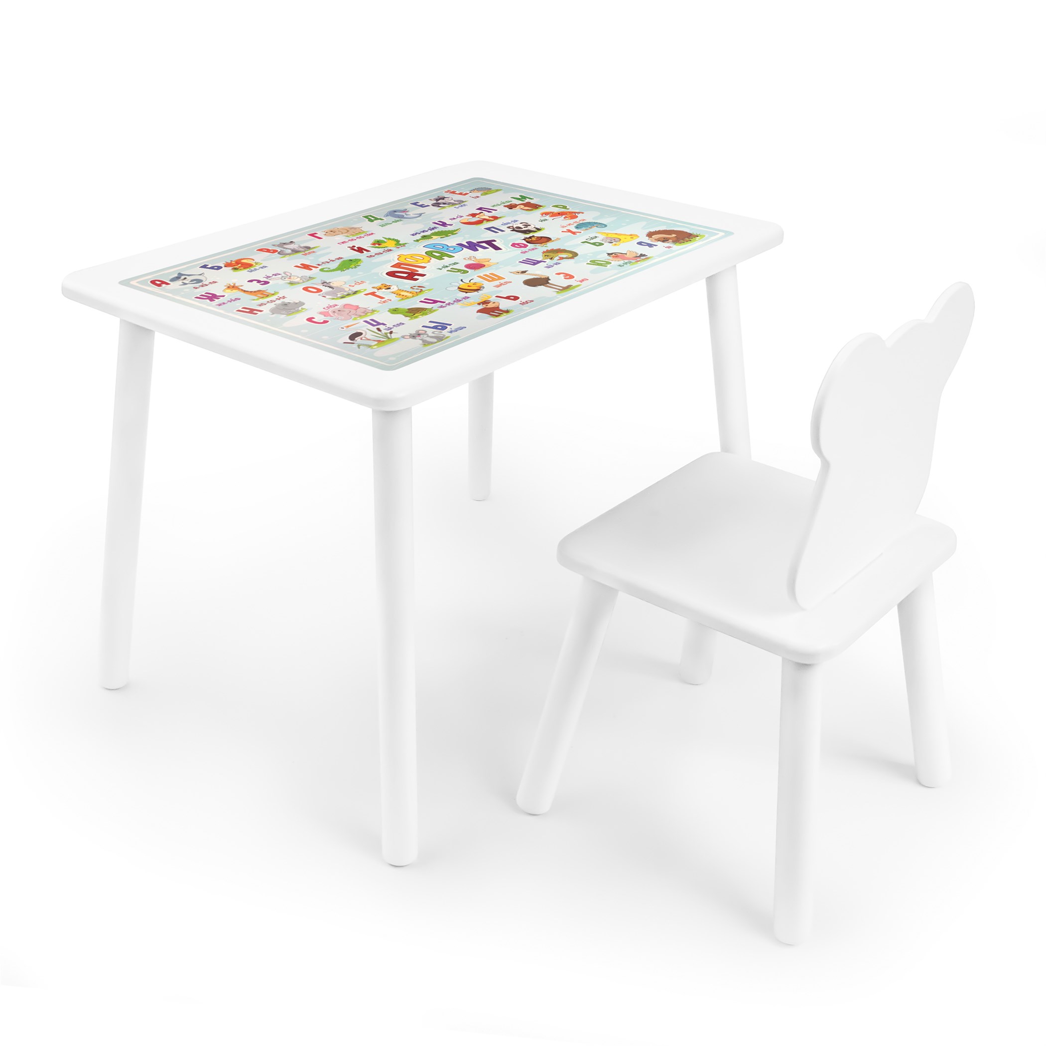 фото Детский комплект rolti стол и стул мишка baby с накладкой алфавит 96135