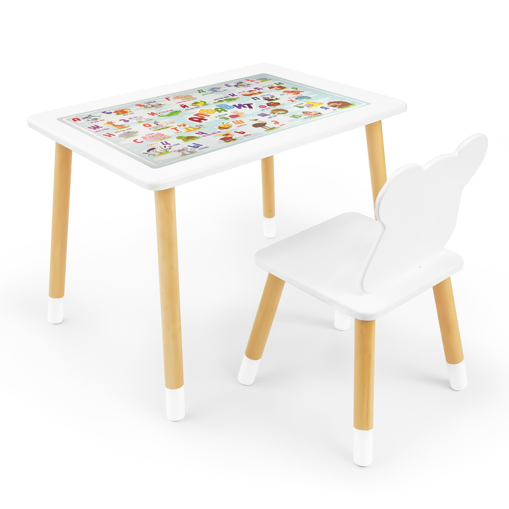 фото Детский комплект rolti стол и стул мишка baby с накладкой алфавит 96154