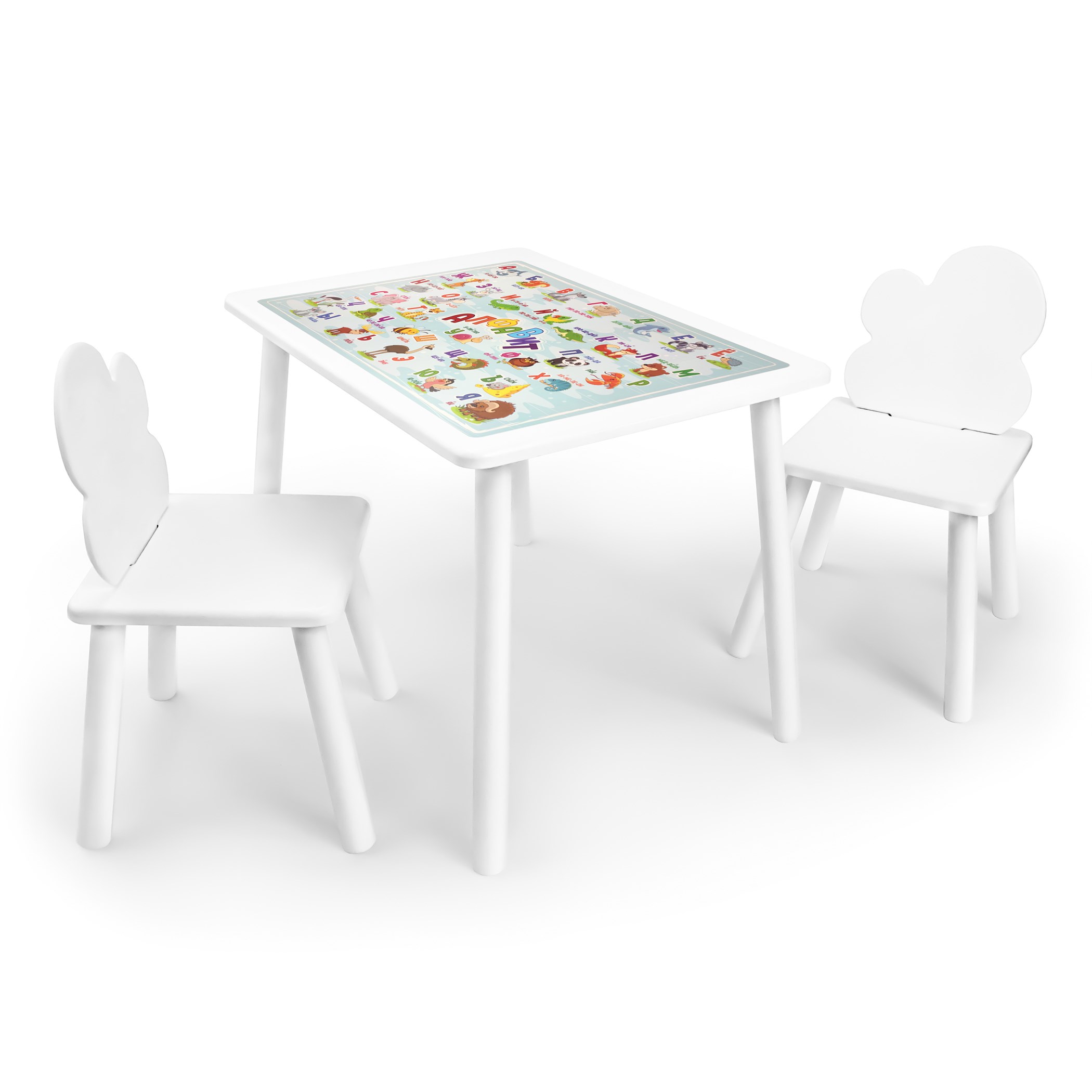 фото Детский комплект rolti стол и два стула облачко baby с накладкой алфавит 96193