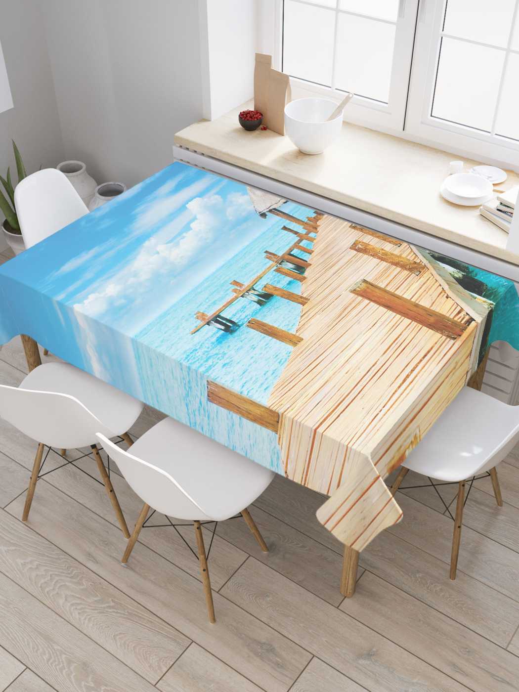 

Скатерть прямоугольная JoyArty "Теплый пирс" из оксфорда, 120x145 см, Теплый пирс