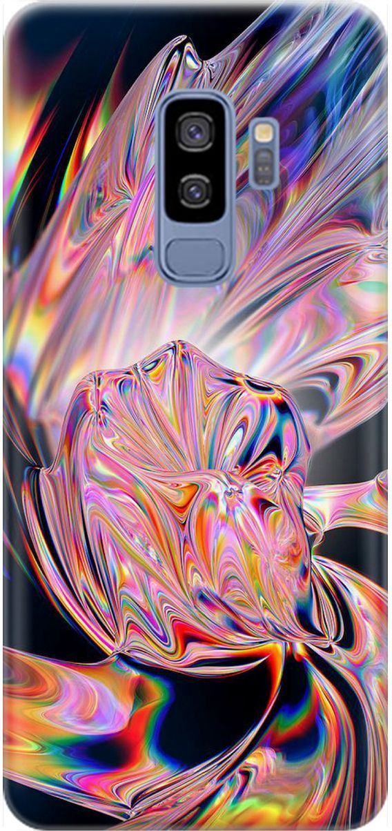 

Чехол на Samsung Galaxy S9+ с принтом "Стеклянная абстракция", Розовый;черный, 1576