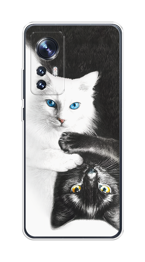 

Чехол на Xiaomi 12/12X/12S "Коты Инь-Янь", Черный;белый;голубой, 312350-1
