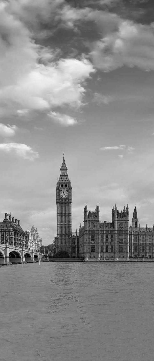 фото Самоклеющиеся фотообои "westminster bridge, london", 90x210 см, эффект черно-белый фотообои.рф