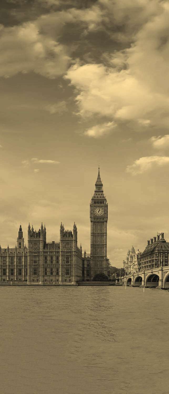 фото Самоклеющиеся фотообои "westminster bridge, london", 90x210 см, эффект сепия фотообои.рф