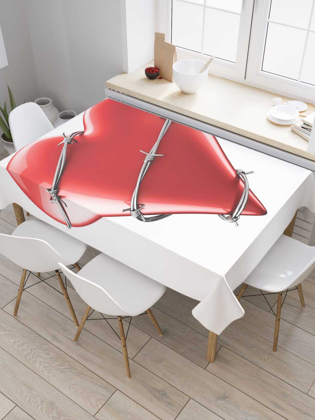 

Скатерть прямоугольная JoyArty "Любовный оберег" из оксфорда, 120x145 см, Белый, Любовный оберег