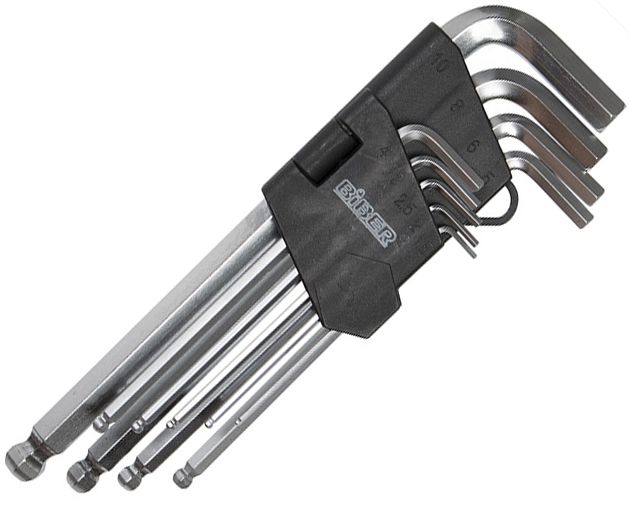 BIBER 90505 Ключи шестигранные средние шарообразным наконечником (набор 9шт) 1,5-10мм