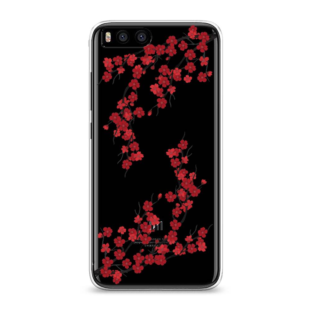 

Чехол на Xiaomi Mi 6 "Красная сакура", Красный;черный, 30650-2