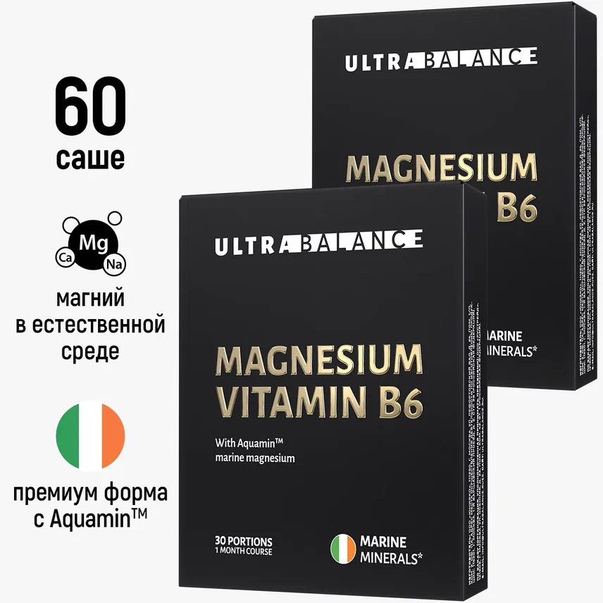 Магний с витамином В6 премиум UltraBalance, Magnesium + Vitamin B6 premium, 60 саше