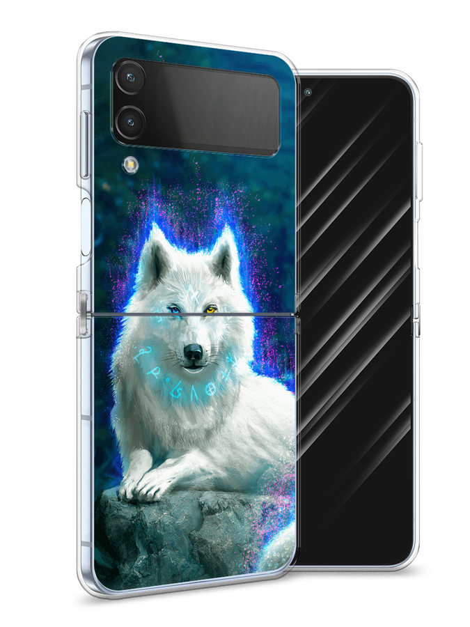 

Чехол Awog на Samsung Galaxy Z Flip 4 / Самсунг Галакси Зет Флип 4 "Белоснежный волк", Белый;зеленый;фиолетовый, 2106650-2
