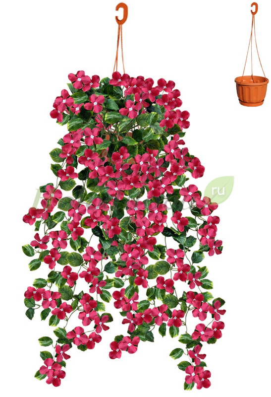 

Искусственные цветы Фиалки в подвесном кашпо, Зеленый;розовый