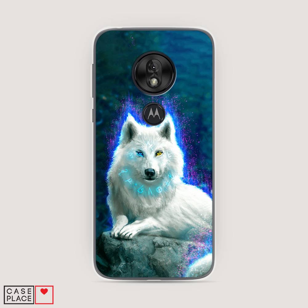 

Чехол Awog на Motorola Moto G7 Play / Моторола Мото G7 Плей "Белоснежный волк", Белый;зеленый;фиолетовый, 241250-2