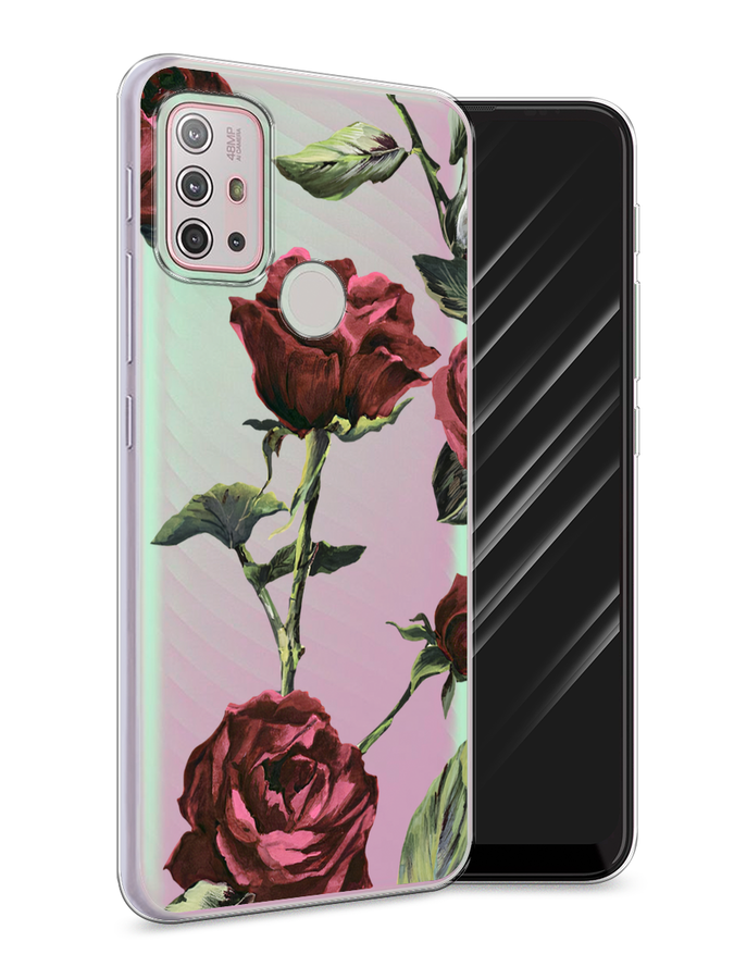 

Чехол Awog на Motorola Moto G10 / Моторола Мото G10 "Бордовые розы фон", Красный