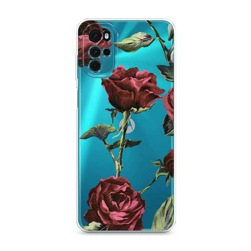 

Чехол Awog на Motorola Moto G22 / Моторола Мото G22 "Бордовые розы фон", Красный