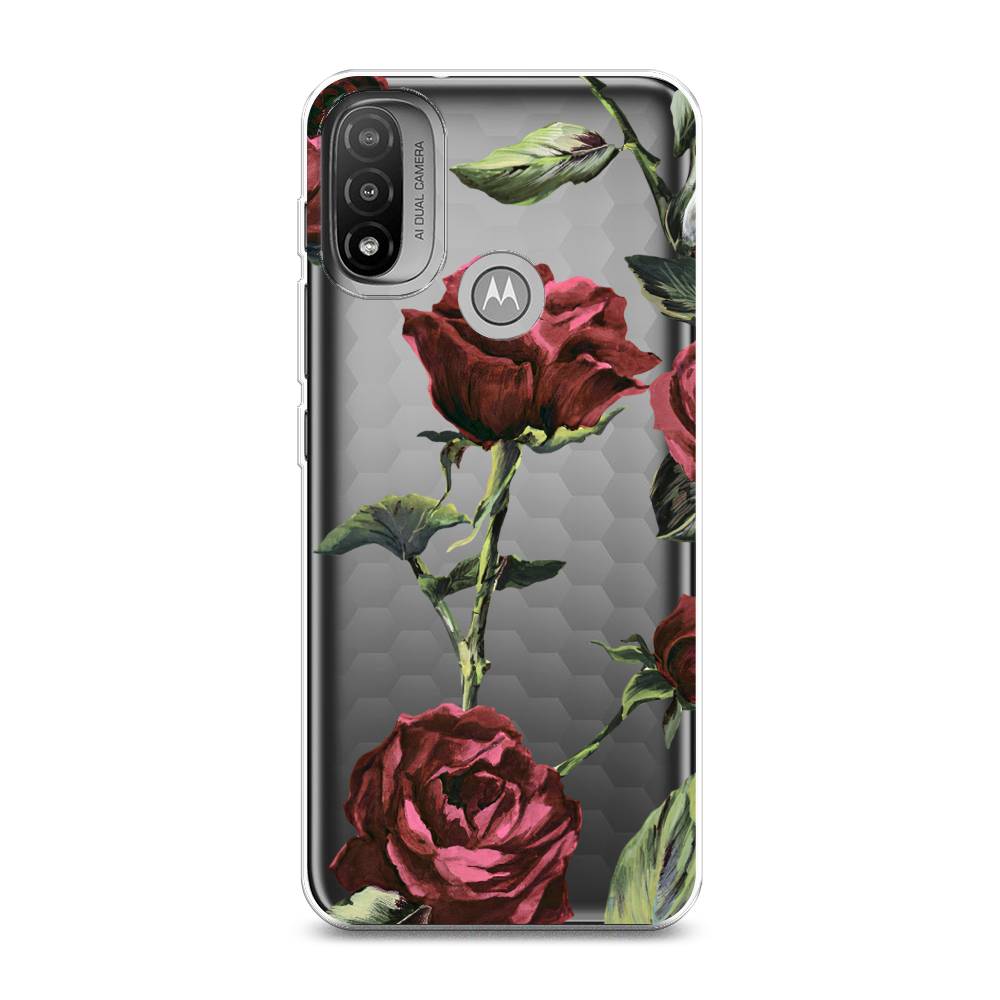 

Чехол Awog на Motorola Moto E20 / Моторола Мото E20 "Бордовые розы фон", Красный