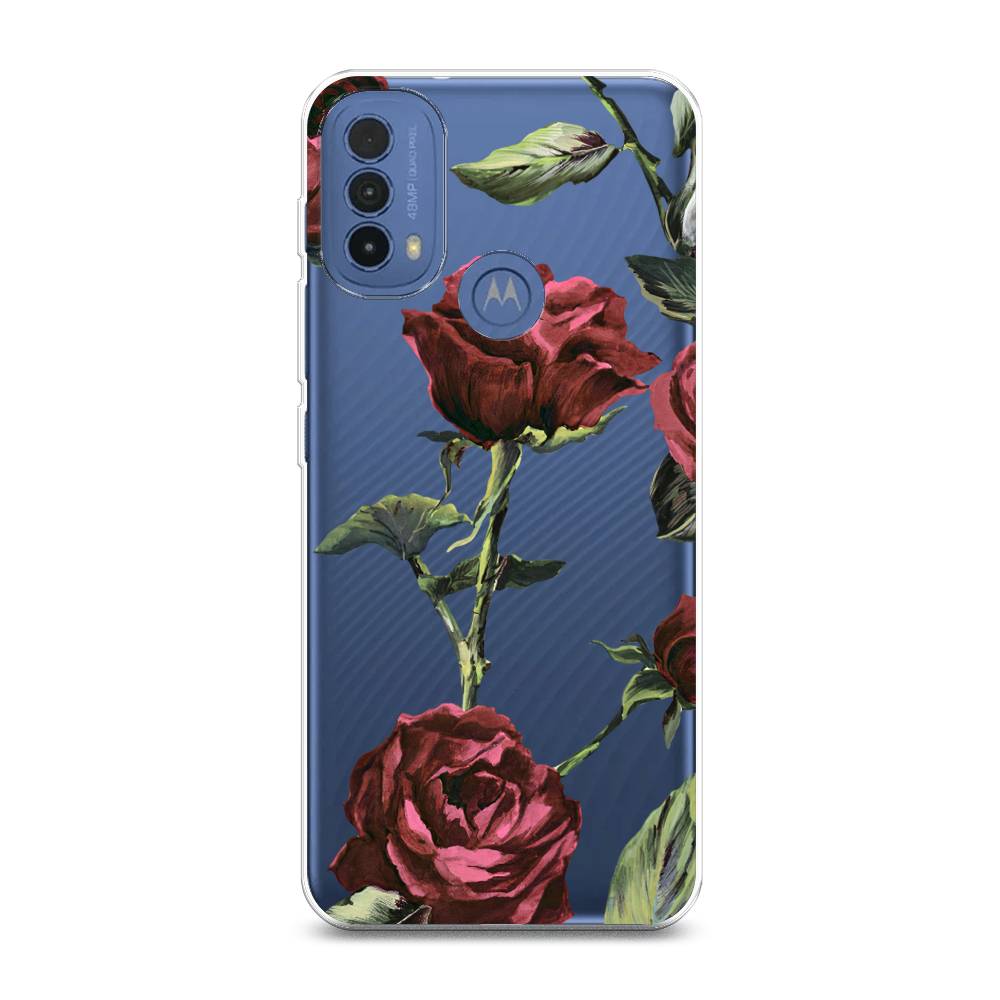 

Чехол Awog на Motorola Moto E30 / Моторола Мото E30 "Бордовые розы фон", Красный