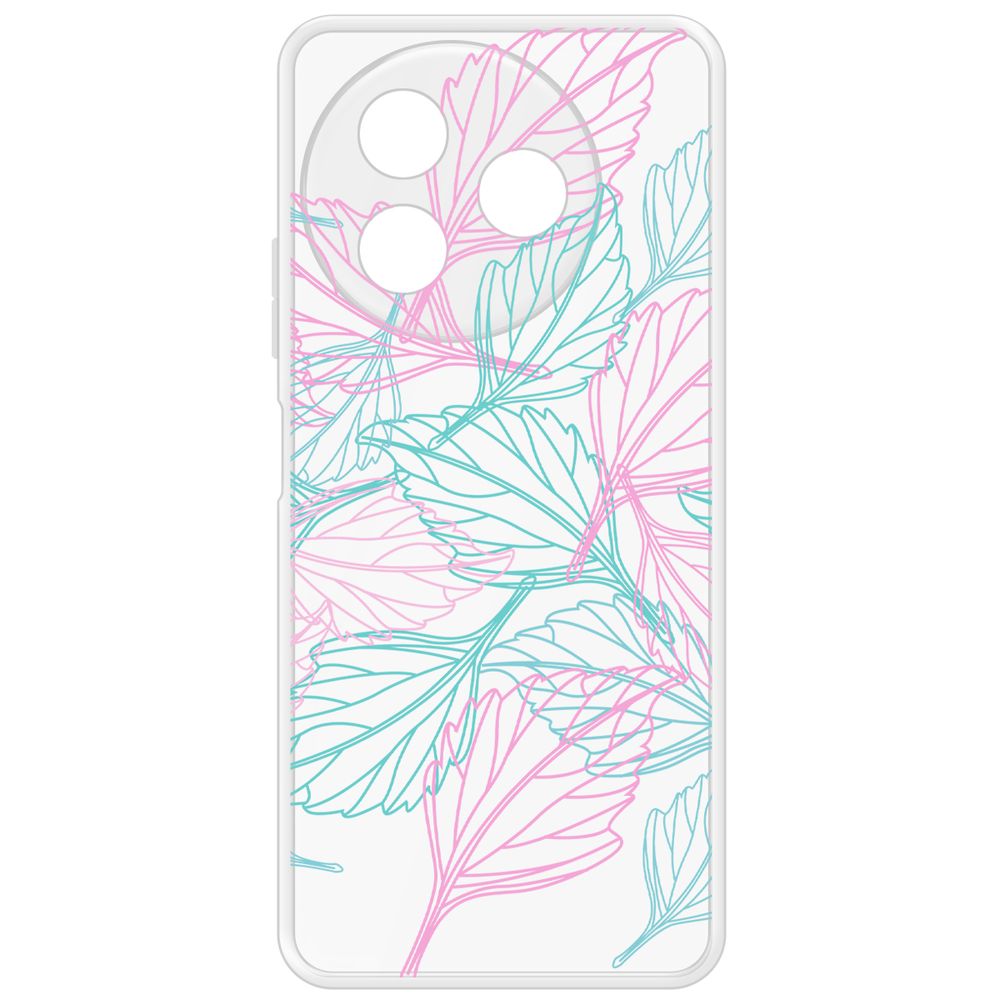 

Чехол-накладка Krutoff Clear Case Листья паттерн для Itel S24, Прозрачный