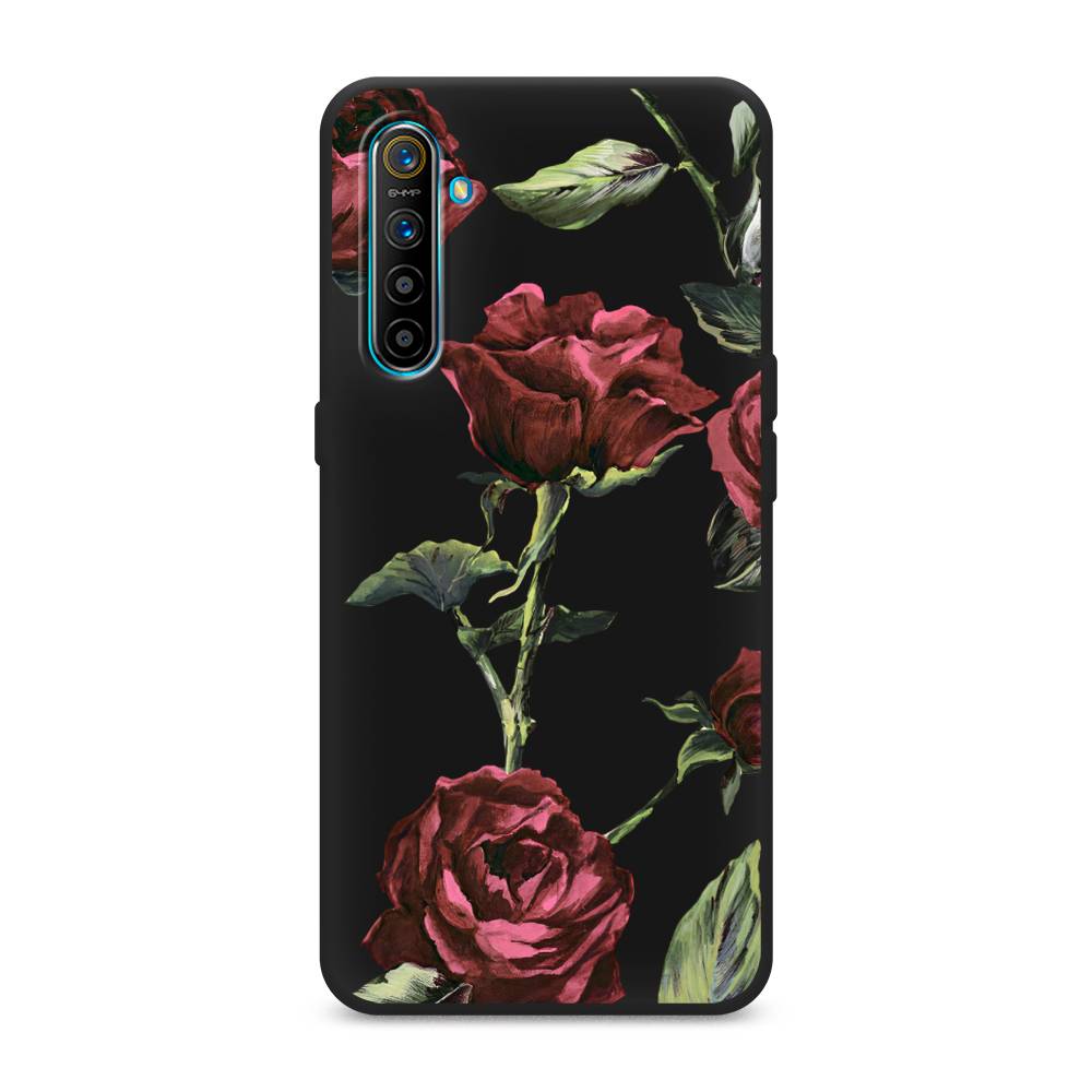 

Чехол Awog на Realme XT / Реалми XT "Бордовые розы фон", Красный