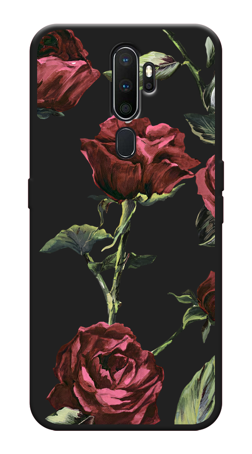 

Чехол Awog на Oppo A9 (2020) / Оппо А9 (2020) "Бордовые розы фон", Красный