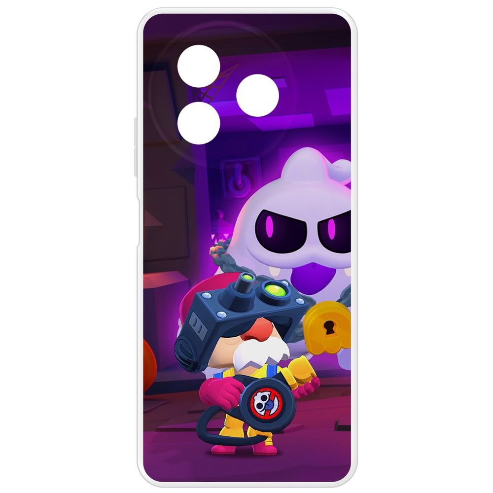 

Чехол-накладка Krutoff Clear Case Brawl Stars-Охотник за Скуиками Гэйл для Itel S24, Прозрачный